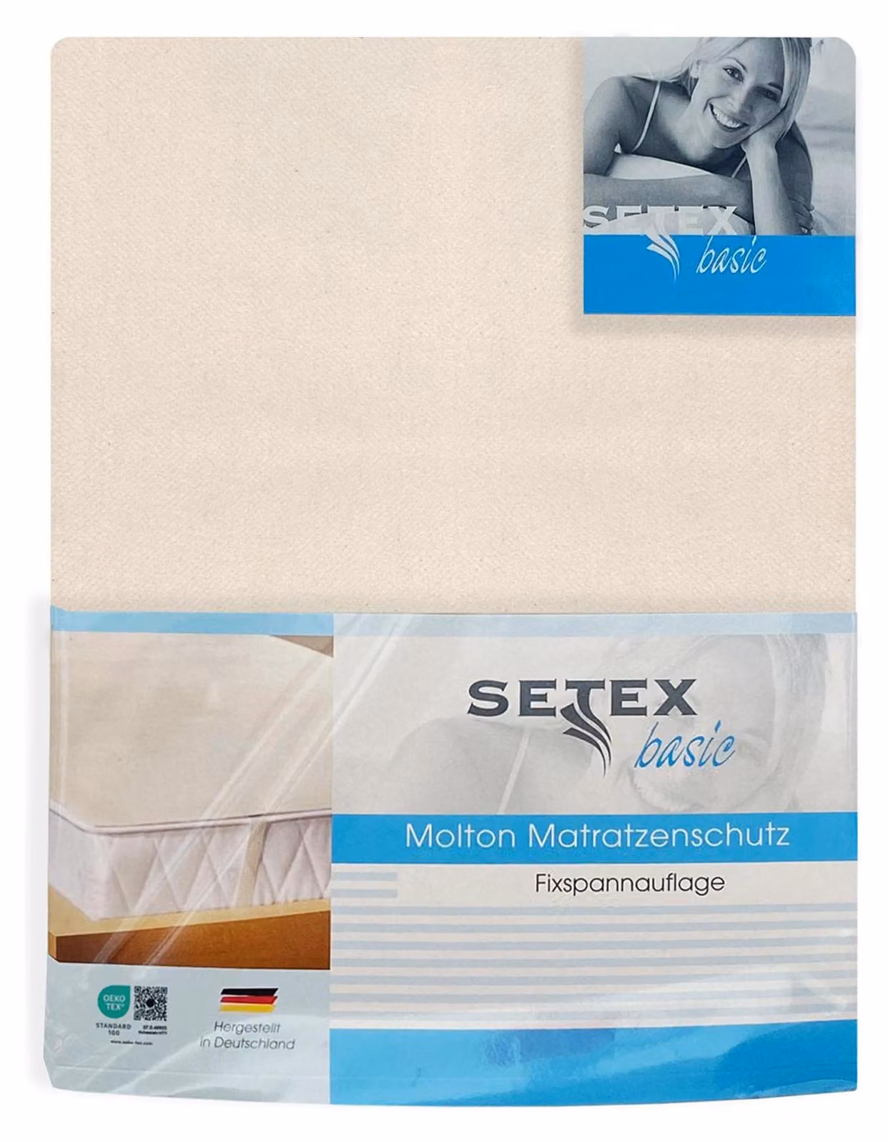Coprimaterasso Molton 160x200 cm, in cotone, modello Basic, colore naturale