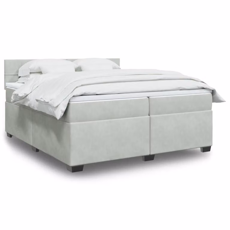 vidaXL Letto Ibrido con Materasso in Velluto Grigio e Bianco L/P: 200 x 200 cm