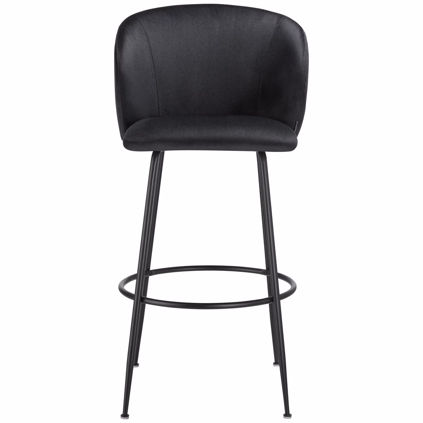Set di 4 sgabelli Luana TecTake con schienale in effetto velluto nero, design moderno per cucina e soggiorno – 4