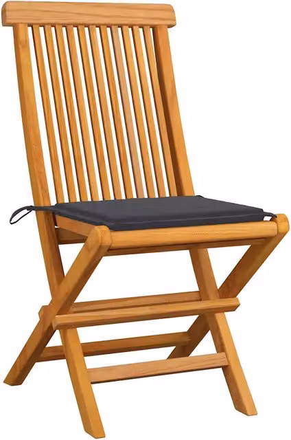 Sedie da Giardino con Cuscini Antracite 4 pz | Sedie da Esterno Massello di Teak