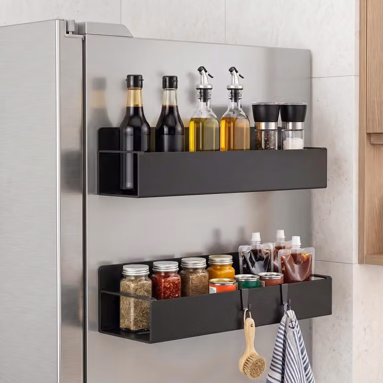Portaoggetti magnetico per frigorifero con 4 ganci, ideale per la cucina