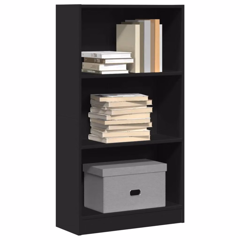 Libreria moderna vidaXL nera in MDF con pannello posteriore L: 60 cm, P: 24 cm, H: 109 cm