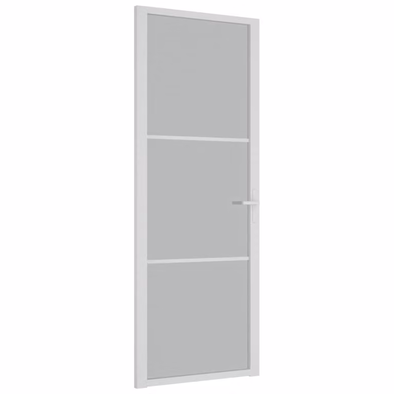Porta Interna 76x201,5 cm Bianco Opaco Vetro e Alluminio