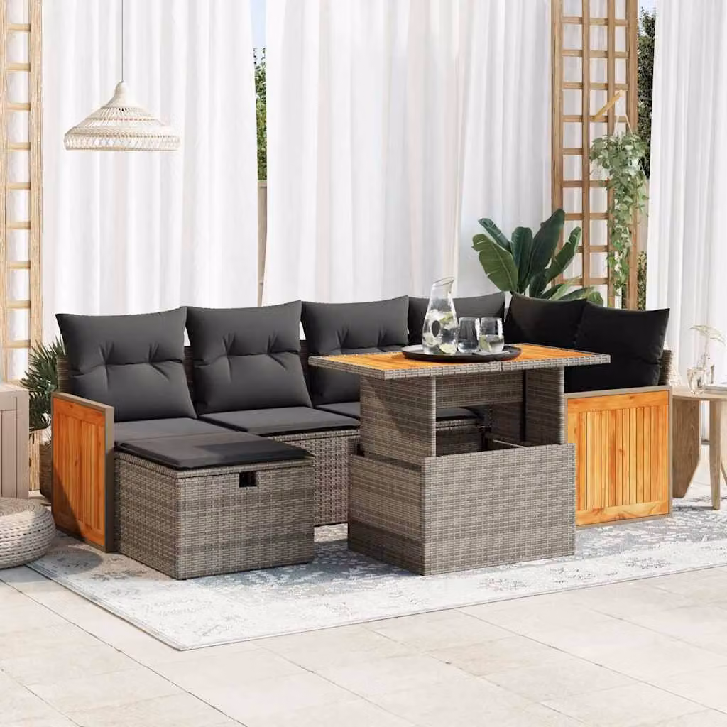 Maison Exclusive - Set da giardino 8 pezzi con cuscini grigio in polyrattan