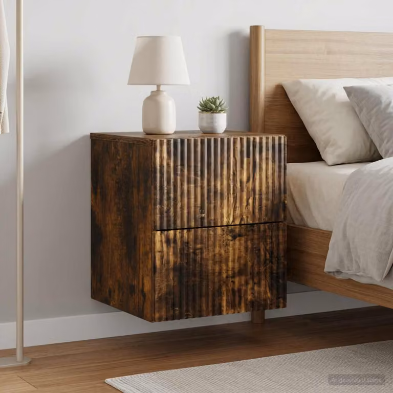 Set di 2 comodini sospesi vidaXL Rovere Fumo L 33 cm, P 34,5 cm, H 40 cm