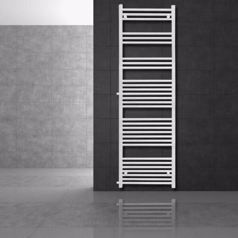 Radiatore da bagno LuxeBath Attacco laterale 500x1800 mm Bianco Dritto con valvola termostatica integrata Radiatore da ristrutturazione Asciugamani, senza resistenza elettrica
