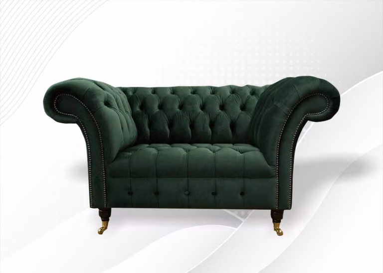 Chesterfield Lounge Club Sessel Couch Polster Couch 1 Sitzer Möbel Sofa Samt