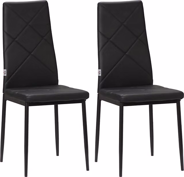 Set di 2 sedie da pranzo moderne HOMCOM in finta pelle e acciaio, colore nero, L 41 x P 50 x H 97 cm