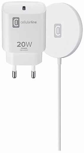 Caricatore Wireless Cellularline Mag Kit MagSafe con USB-C, Bianco