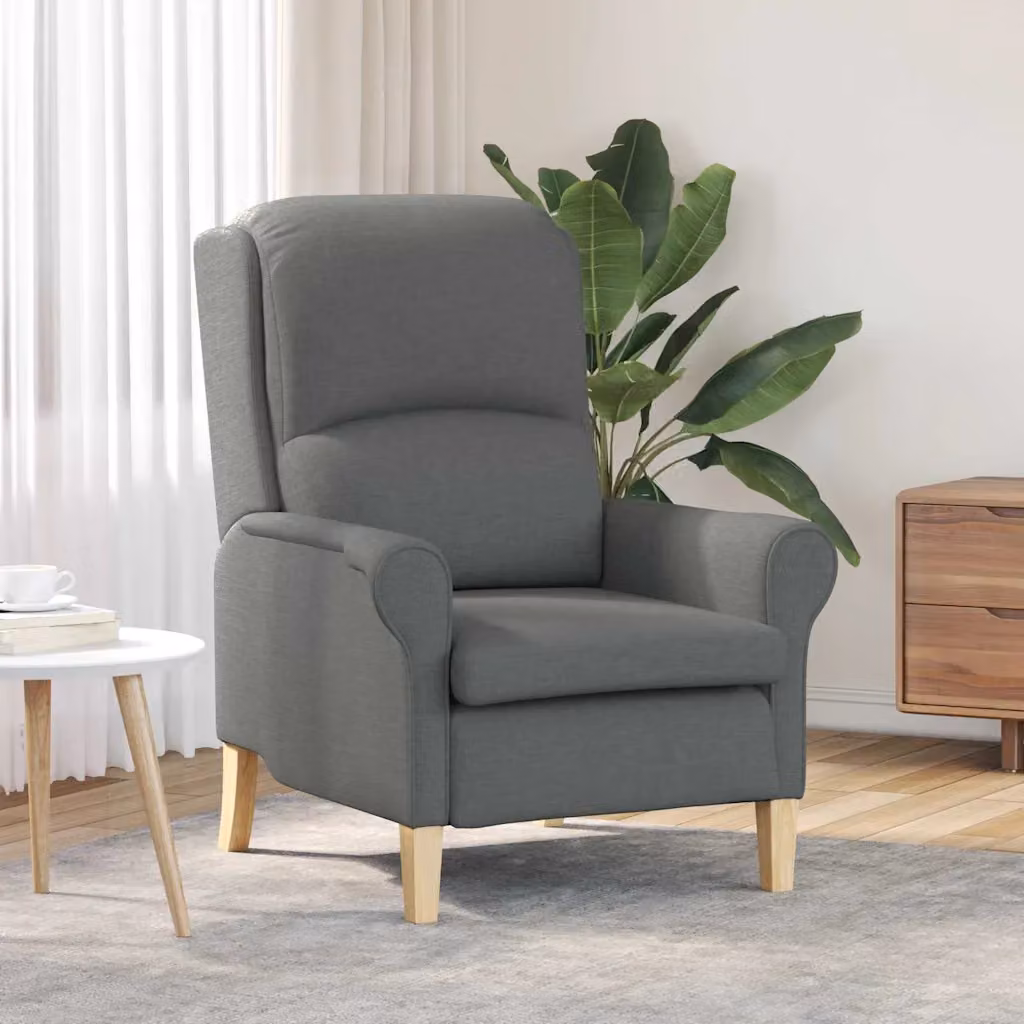 Poltrona moderna vidaXL in tessuto grigio con braccioli L/P/H: 76 x 94 x 102 cm – 1