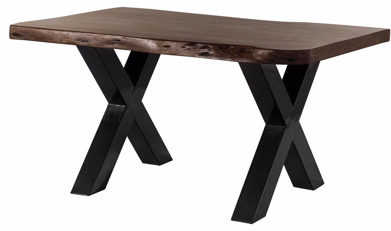 MASSIVMOEBEL24 | Tavolo da pranzo in legno acacia - laccato marone / ferro X - antracite lucido 140x90x77 FREEFORM 5