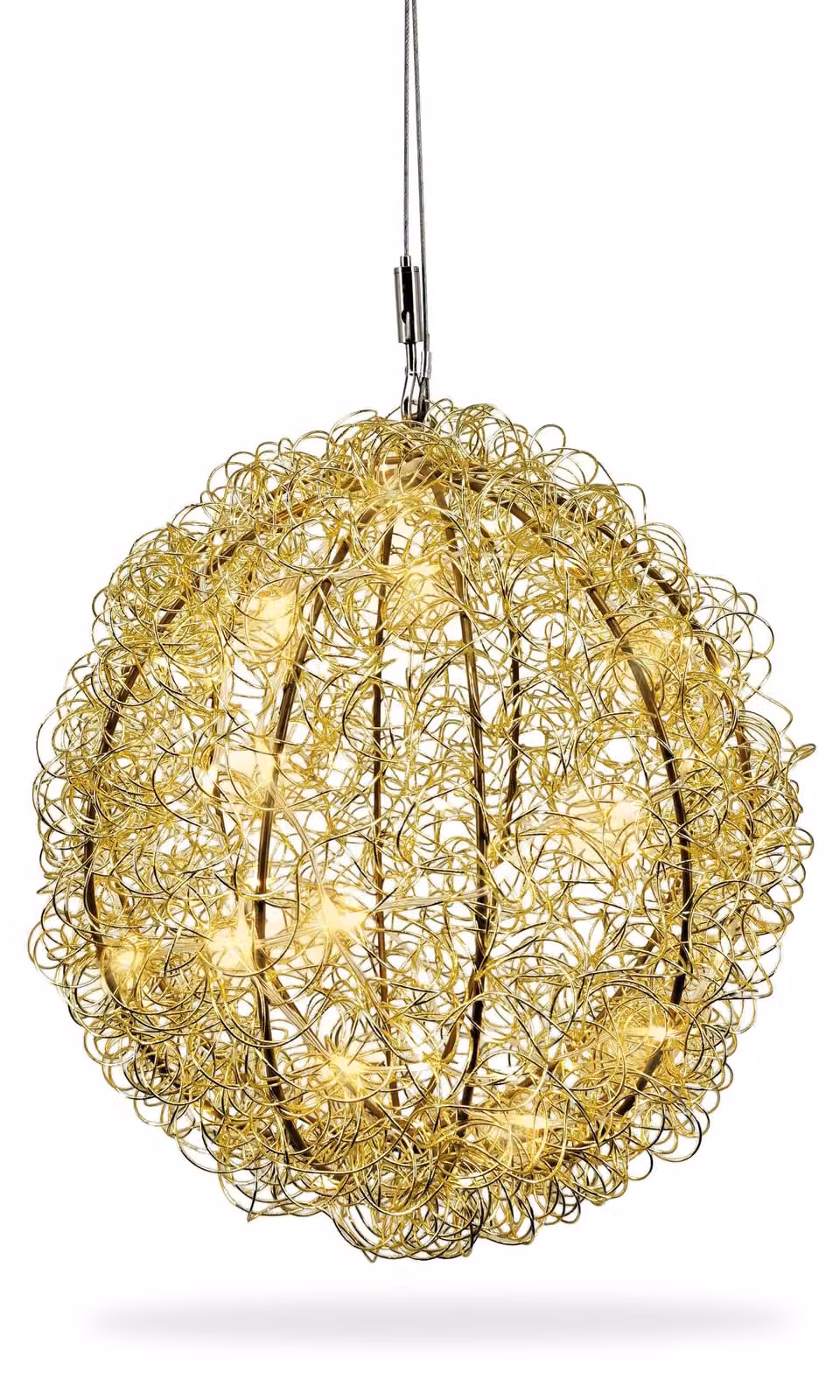 Palla luminosa a LED dorata, 30 cm di diametro, 80 LED bianco caldo, con timer