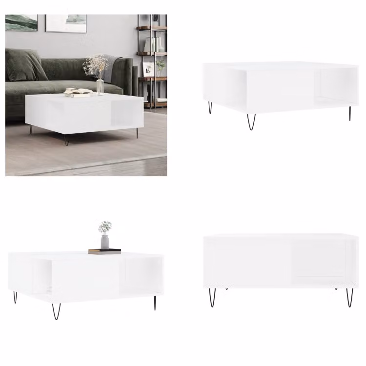 vidaXL Tavolino bianco 80x80x36,5 cm in legno - Tavolino - Tavoli da caffè - Tavolino - Tavolo da divano