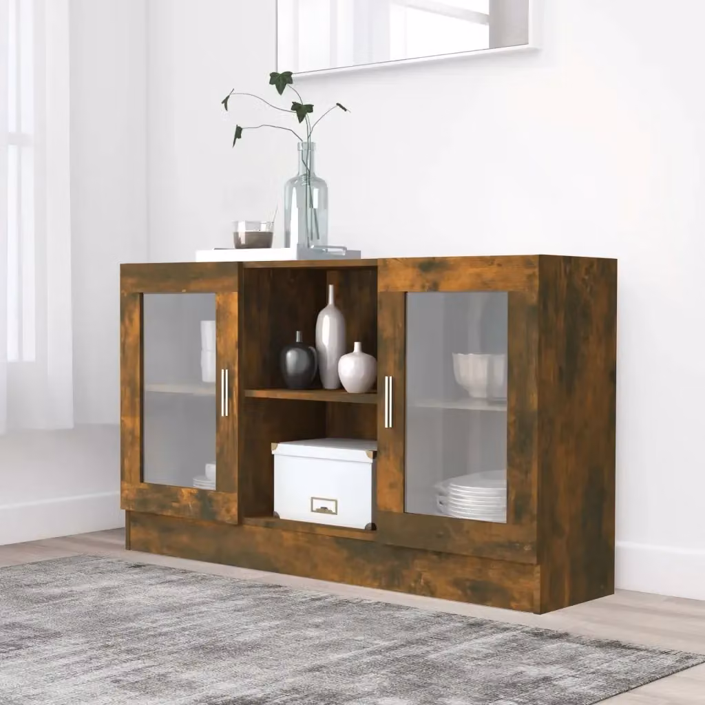 Mobile Vetrina Moderno DESIGN IN in Rovere Fumo con Ante in Vetro, L/P/H: 120 x 30,5 x 70 cm – 2