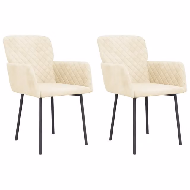 Set di 2 sedie da pranzo moderne in velluto beige con struttura in metallo e plastica per cucina e sala da pranzo – 1