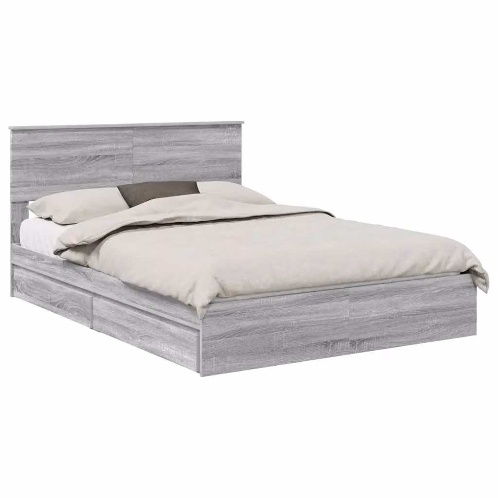Letto con contenitore e cassetto vidaXL in legno ingegnerizzato Grigio Sonoma L: 150 cm, P: 200 cm, H: 90-203 cm – 2