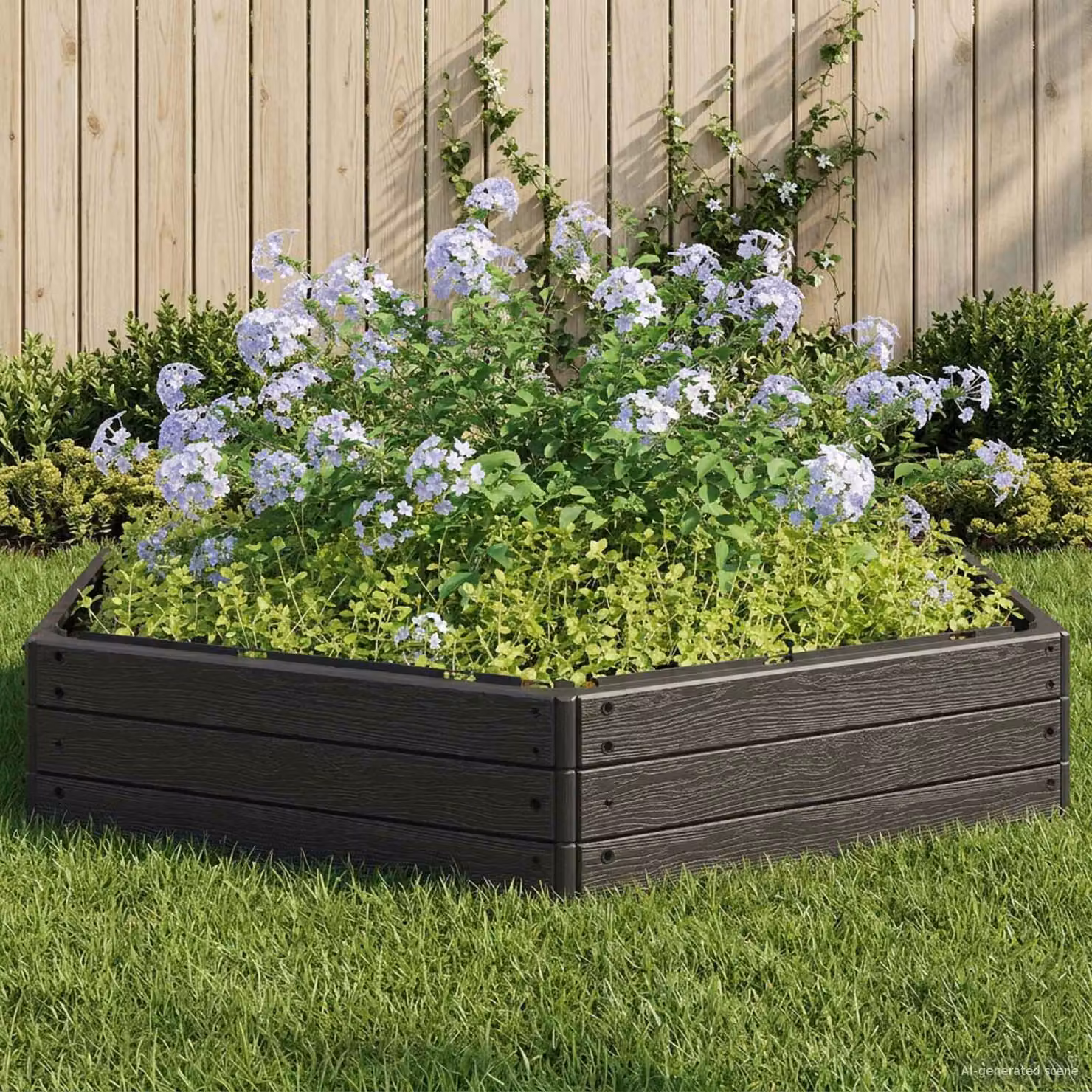 Letto rialzato vidaXL in plastica nera per orto e giardino L: 148 cm, P: 129 cm, H: 25 cm