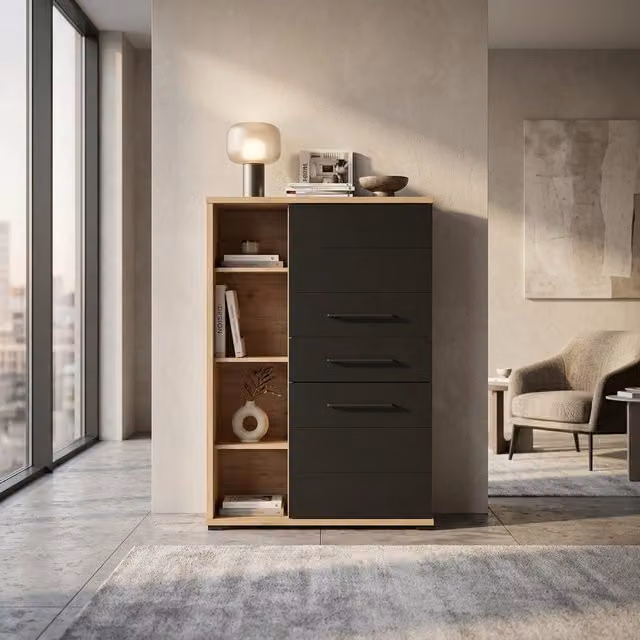 madia due ante quattro cassetti moderna cm 89 5x40x141 5 h - ELLI