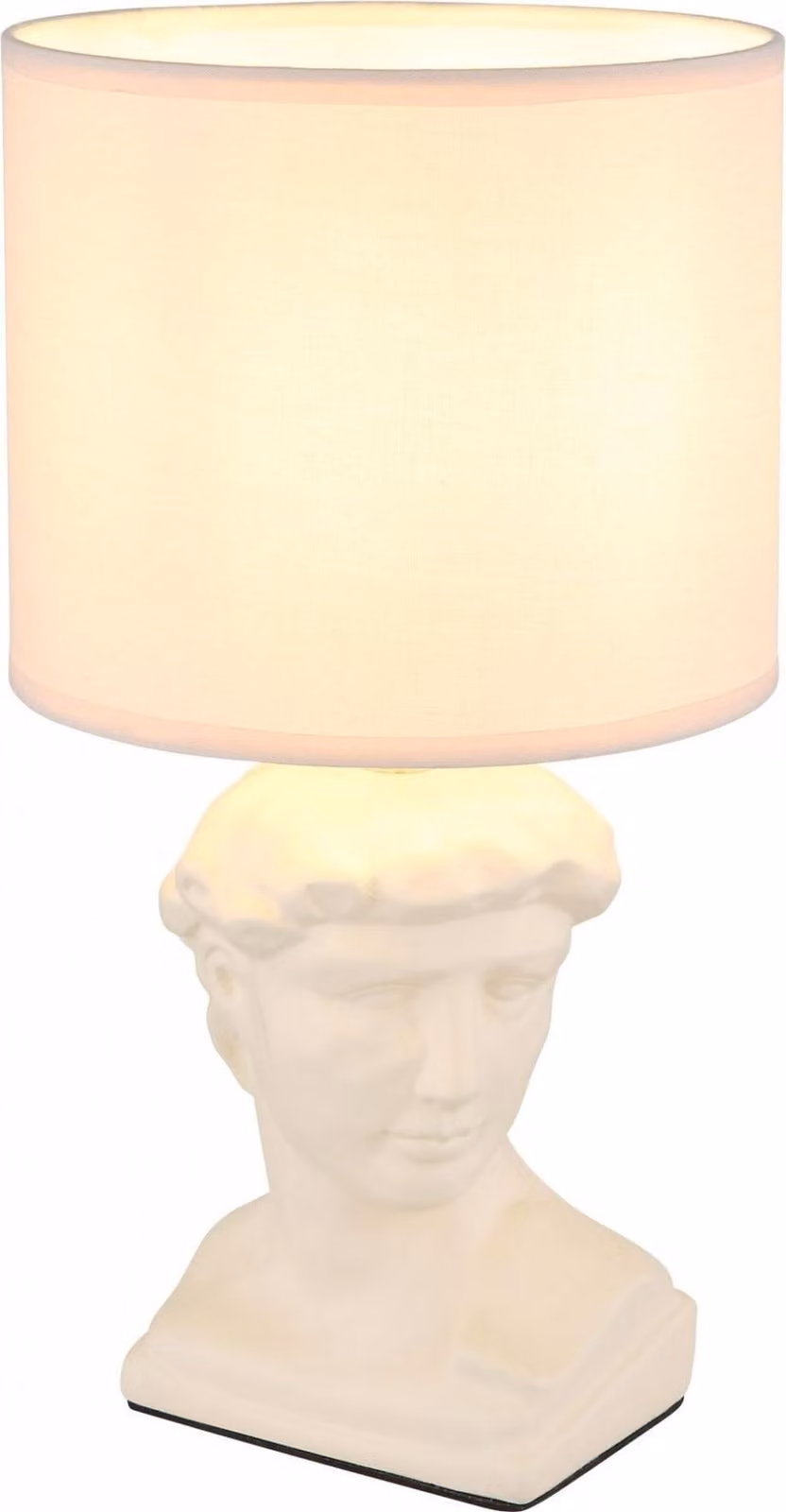 Lampada da tavolo, statua, crema, tessuto, H 33 cm