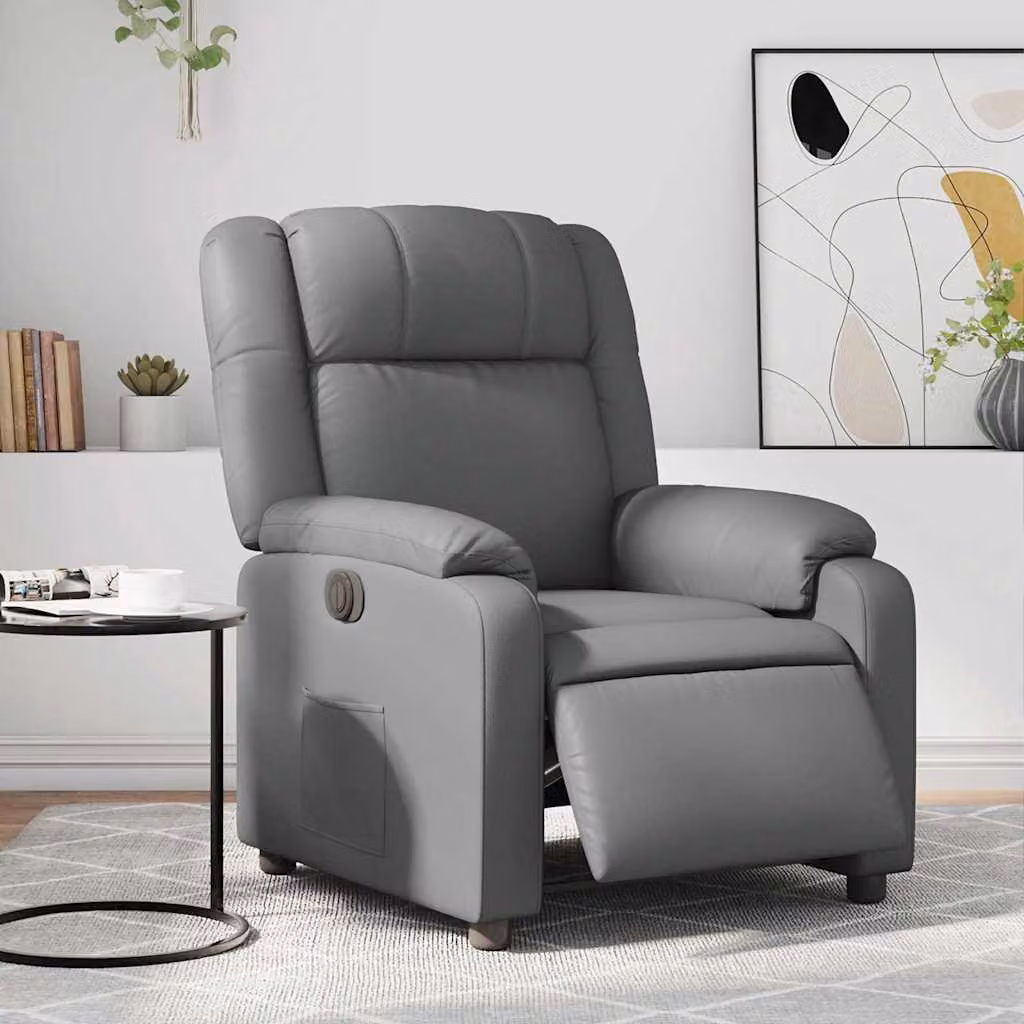 Poltrona Reclinabile Elettrica vidaXL in Similpelle Grigia con Braccioli e Design Moderno – 1