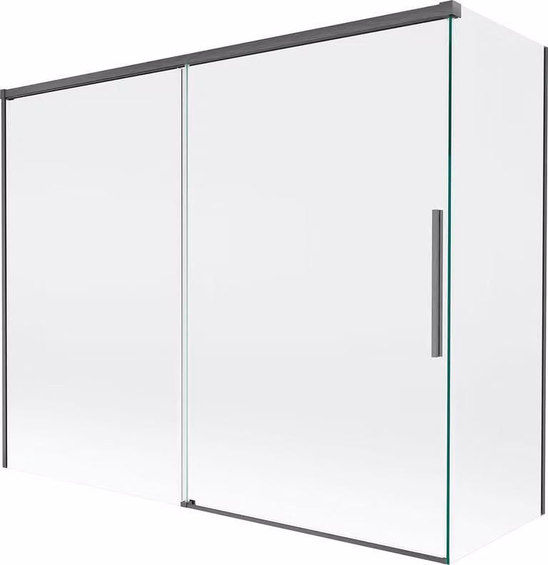 Mexen Rox paravento per doccia scorrevole a 2 ante 190 + 90 x 150 cm, trasparente, grigio canna di fucile spazzolato