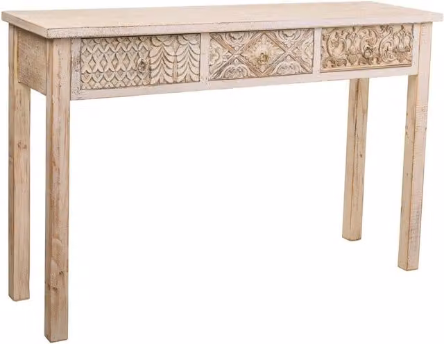 Mobile da ingresso in legno intagliato 120x35x80