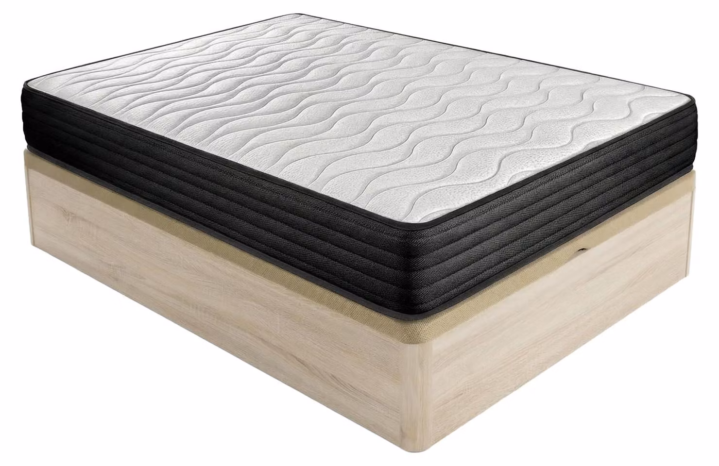 Letto a scomparsa con materasso, dimensioni 150x190 cm, reversibile, con ampio spazio contenitivo