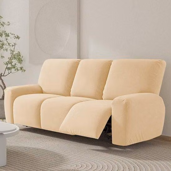 Protezione per divano a tre posti beige - Rinnovare i mobili - con fianchi - Copridivano