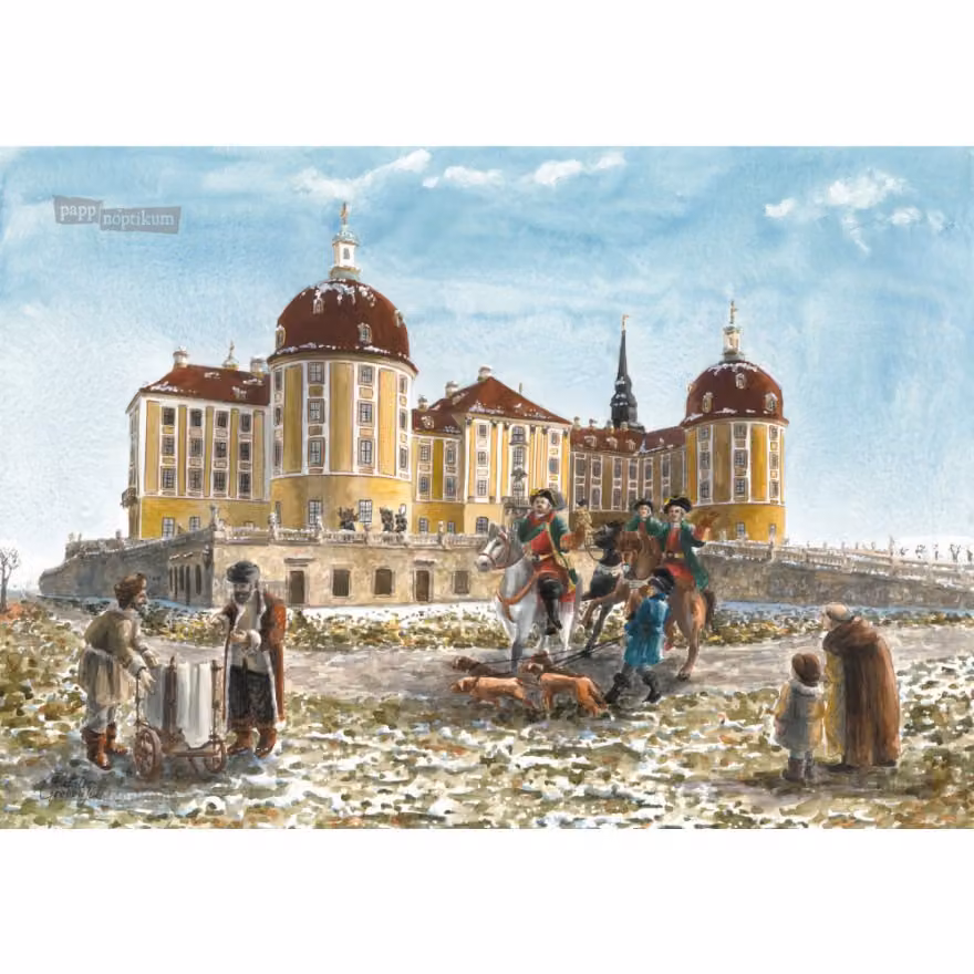 calendario dell'avvento nostalgico con immagini a tema: Castello di Moritzburg 38 x 27 cm
