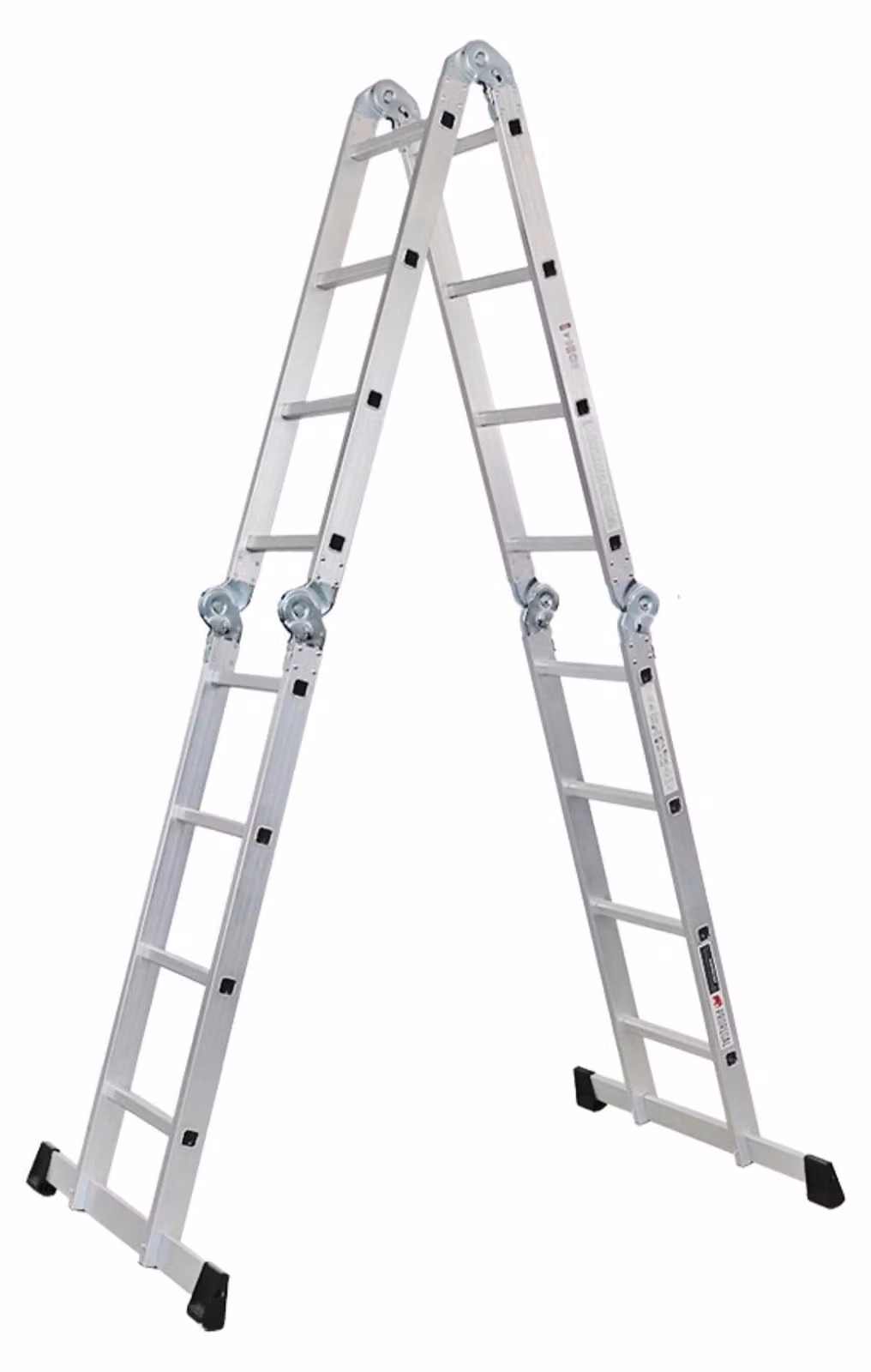 Scala multiuso a pioli MULTISTEP | con piattaforma da ponteggio | scala a 4 elementi in alluminio | 4x4 pioli | fino a 4,6 m di altezza | portata 150 kg | ponteggio da lavoro, scala a gradini e scala singola