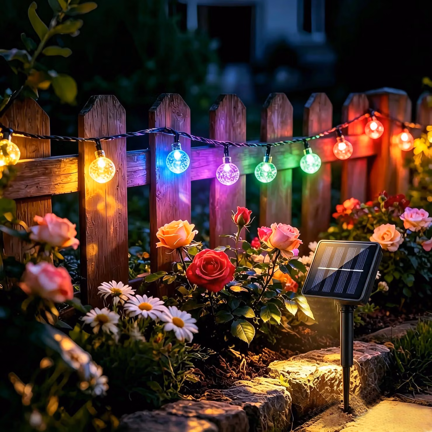 Catena luminosa solare, 12 metri, 100 LED, impermeabile, 8 modalità, multicolore