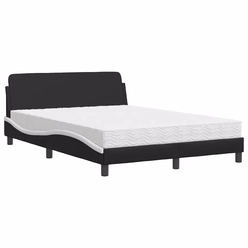 Letto moderno vidaXL con materasso in similpelle nero e bianco L/P/H: 218 x 140 x 74,5 cm – 2