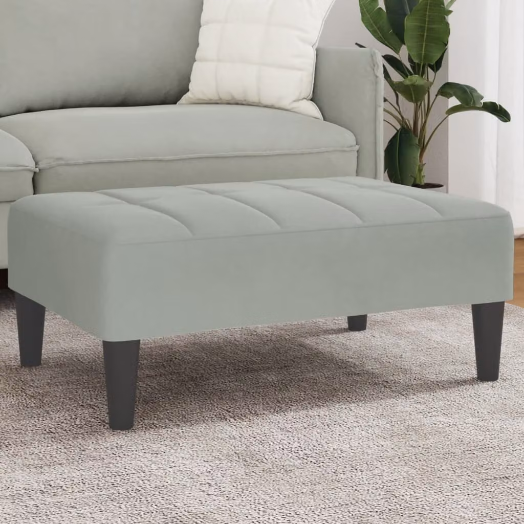 Poggiapiedi vidaXL in Velluto Grigio Chiaro L: 77 cm, P: 55 cm, H: 31 cm