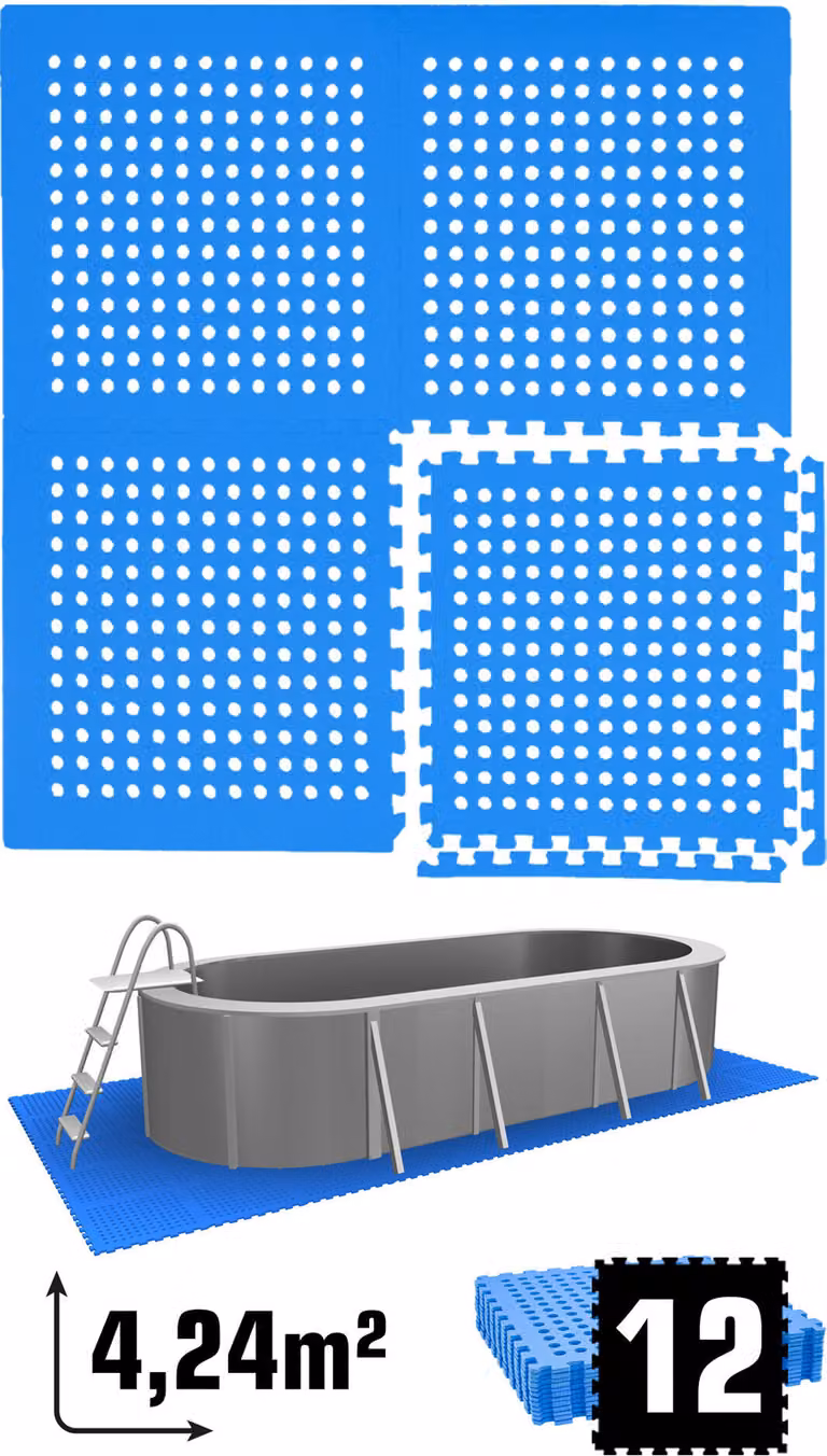 4,2 m² di sottotappeto per piscina - 12 tappetini in EVA 62x62 - set di tappetini - sottotappeto per piscina