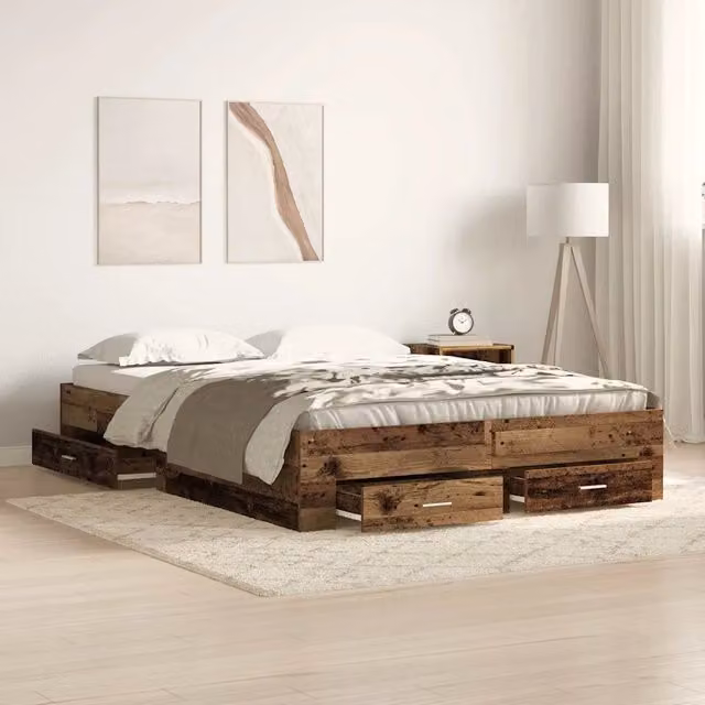 Struttura del letto con cassetto Legno vecchio 140 x 190 cm 3333972
