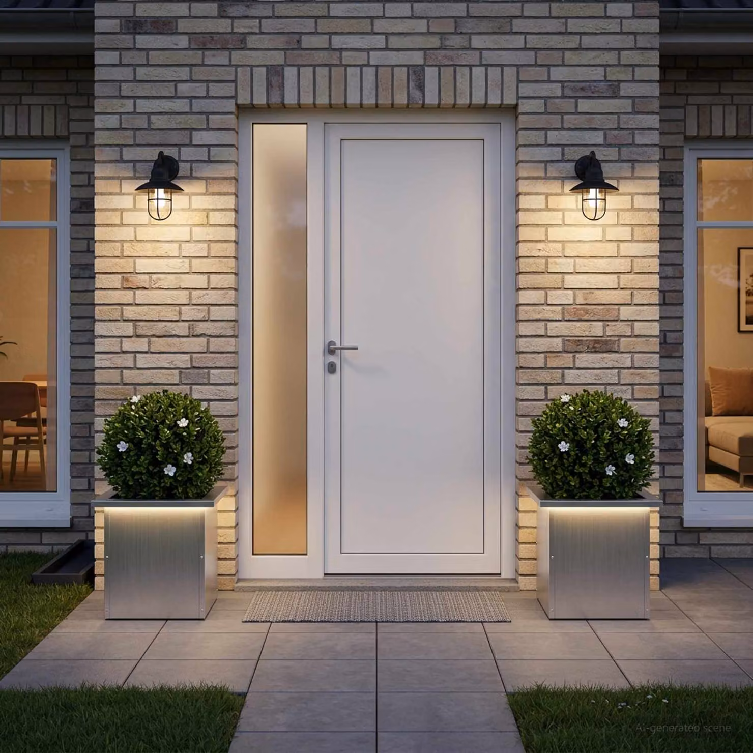 Set di 2 fioriere da giardino vidaXL con LED in acciaio zincato argento L/P/H: 30 x 30 x 30 cm