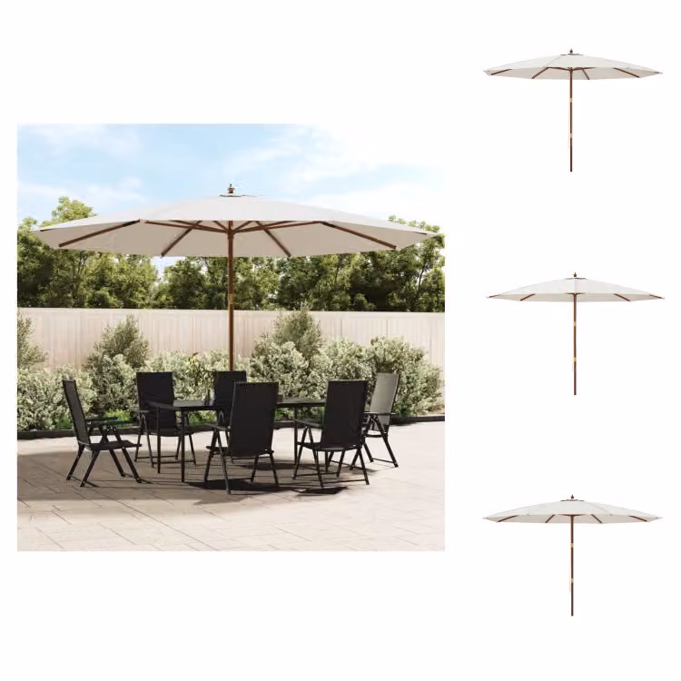 vidaXL Ombrellone con palo in legno color sabbia 400x273 cm - Ombrelloni e tende da sole