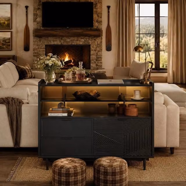 Armadietto contenitore per bagno, madia buffet con porta in vetro, unità organizer da pavimento larga 80 cm, credenza per soggiorno e corridoio, pratica e salvaspazio, design moderno