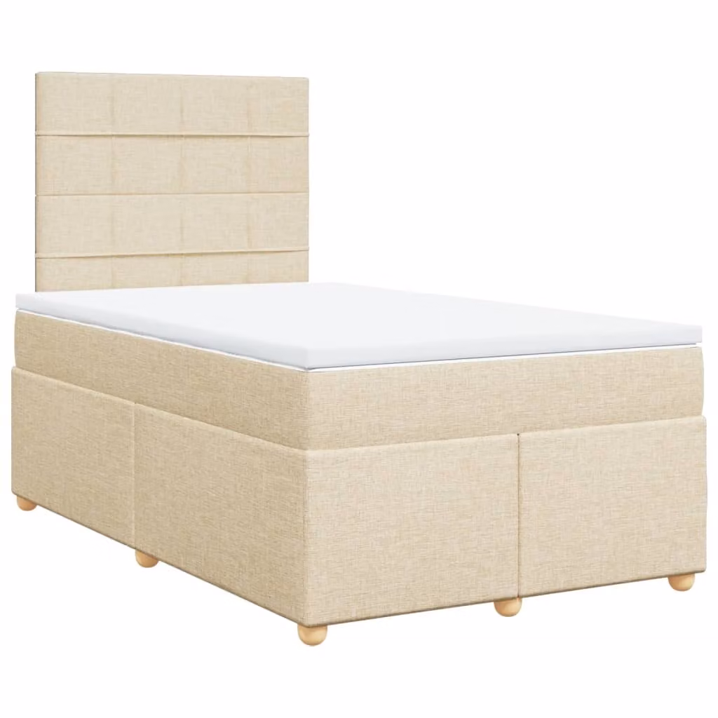Giroletto a Molle con Materasso Crema 120x190 cm in Tessuto