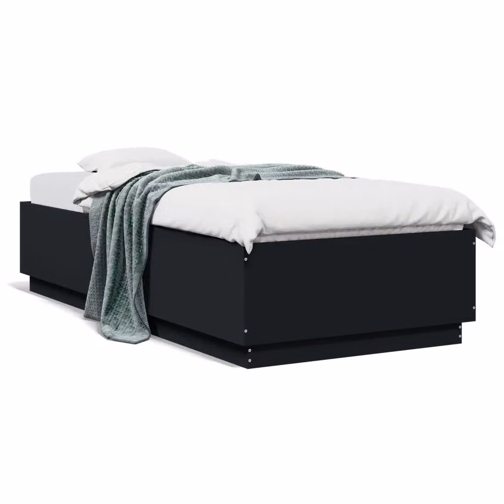 Letto singolo vidaXL nero in legno multistrato L/P/H: 200 x 90 x 40 cm – 2