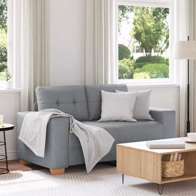 Divanetto moderno vidaXL in tessuto grigio con cuscini, L: 160 cm, P: 77 cm, H: 82 cm – 1