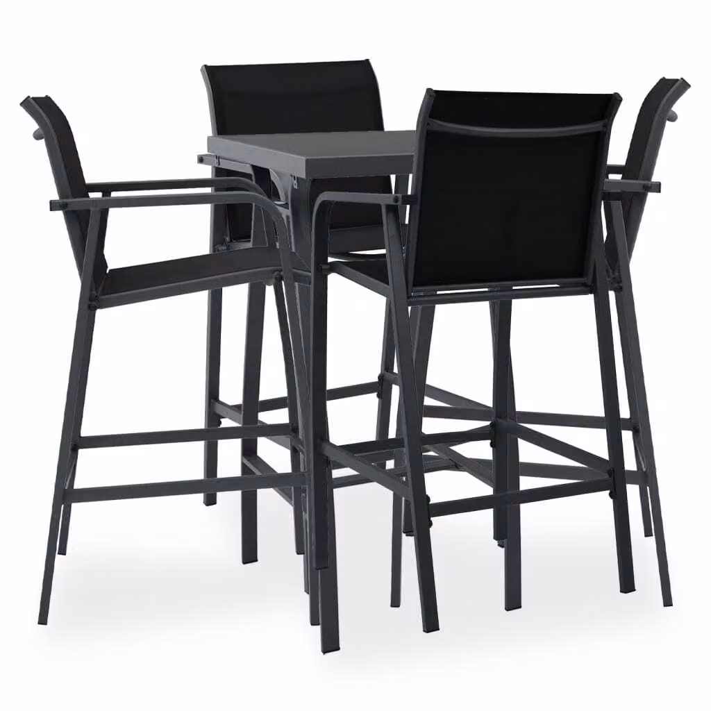 Maison Exclusive - Set da bar da giardino, 5 pezzi, nero