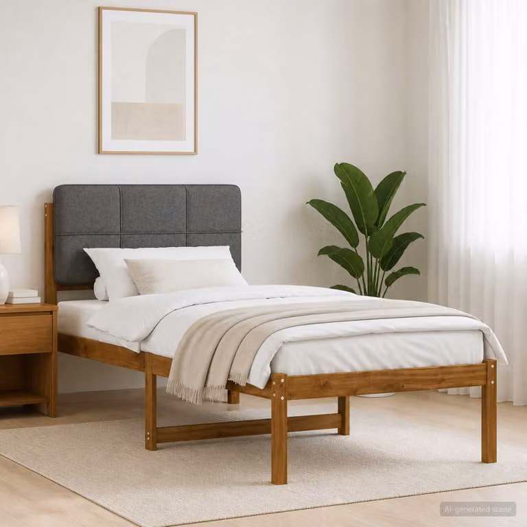 vidaXL Letto con Testiera Rivestita Naturale e Grigio Chiaro