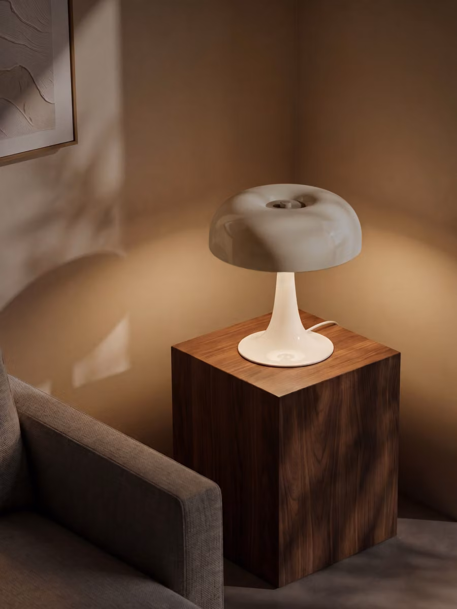 Hoop lampada da tavolo moderna in metallo e vetro bianca - Kenay Home – 2