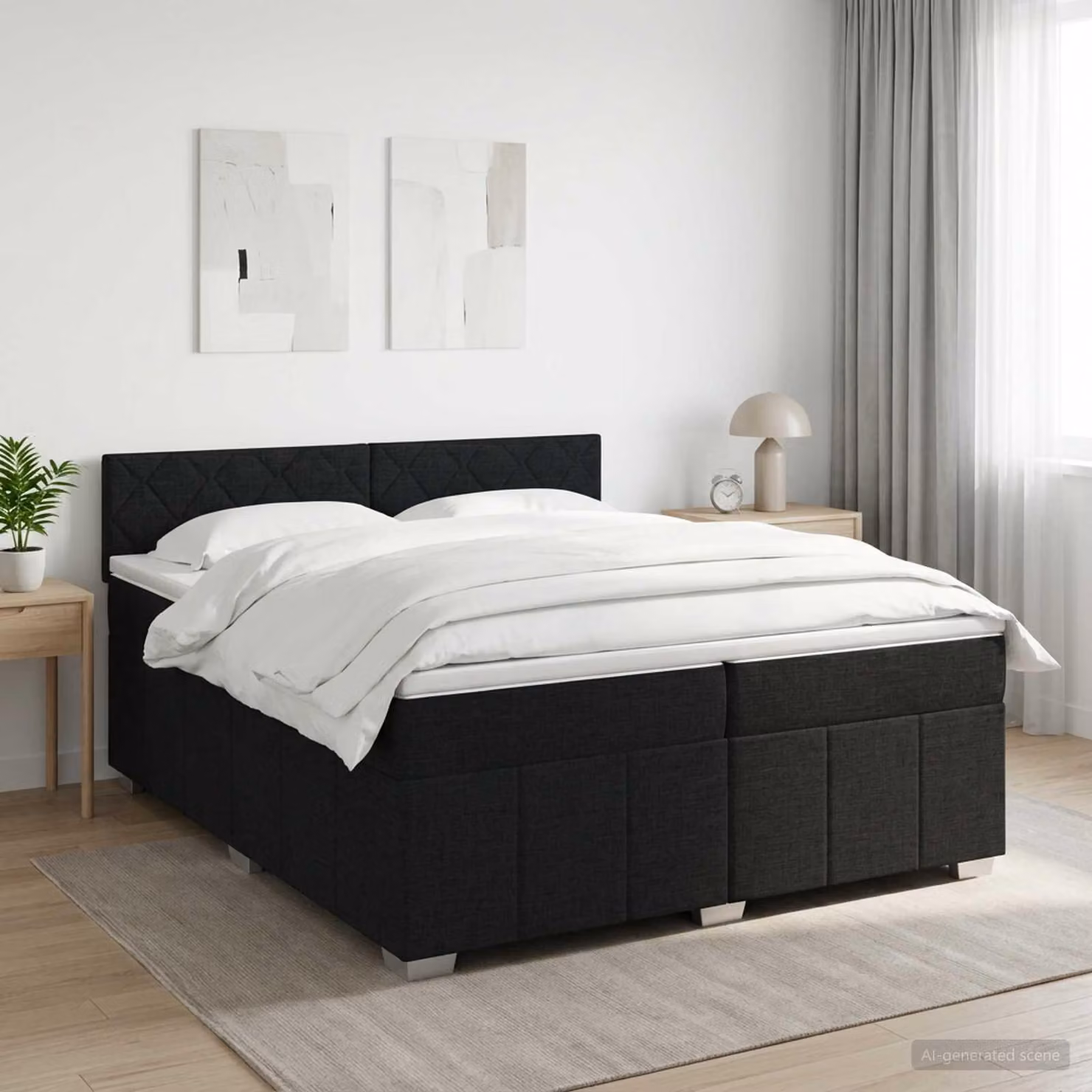 Maison Exclusive - Letto boxspring con materasso nero 200 x 200 cm Tessuto