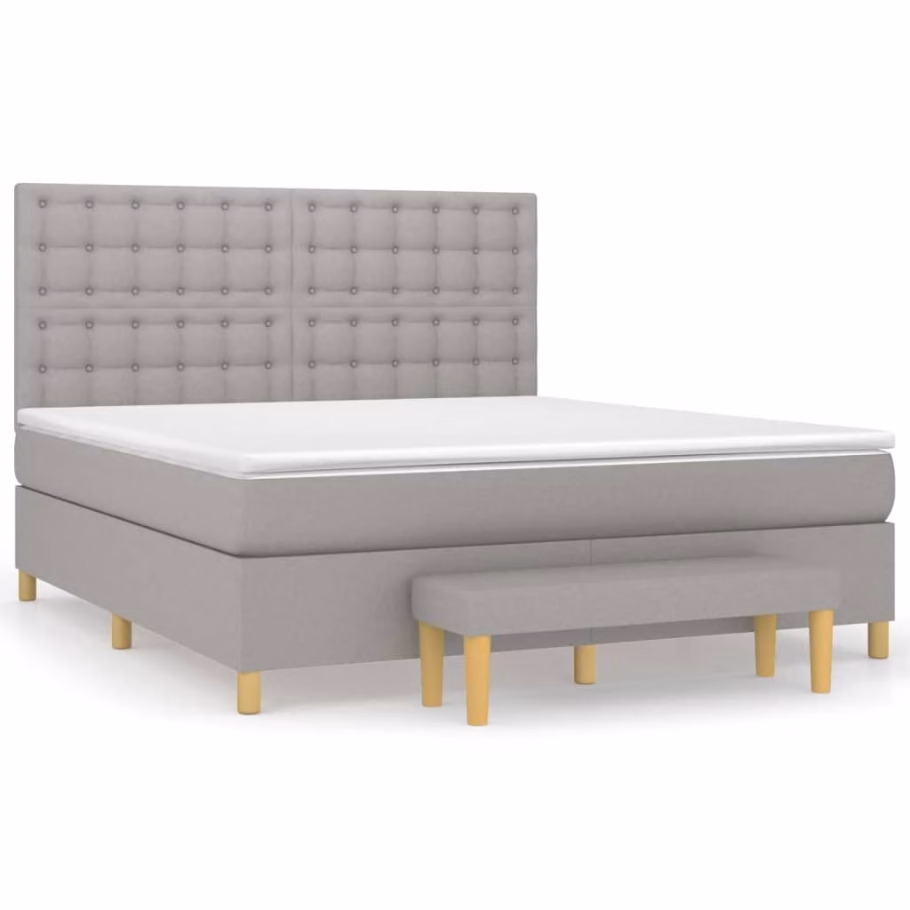 Giroletto a Molle con Materasso Grigio Chiaro160x200 cm Tessuto