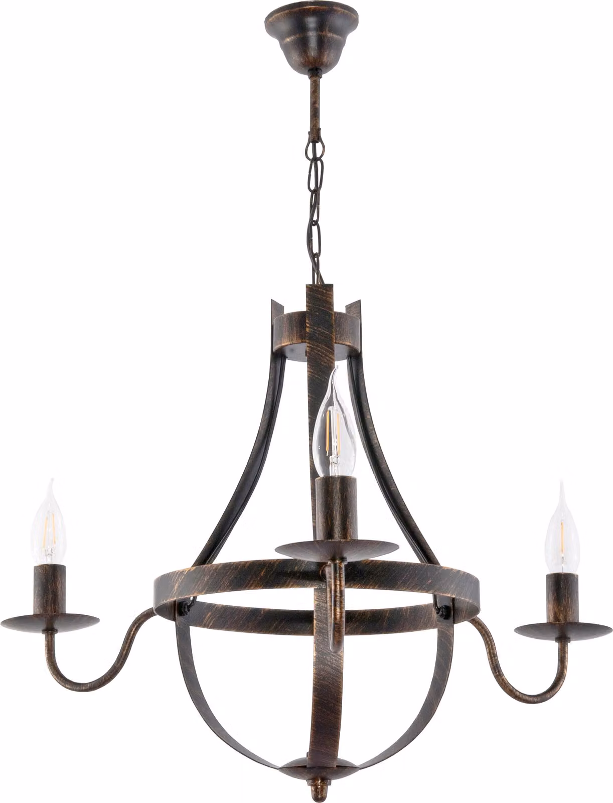 Lampada a sospensione, portacandele, nero, oro antico, ELEN NEGRO 11-362