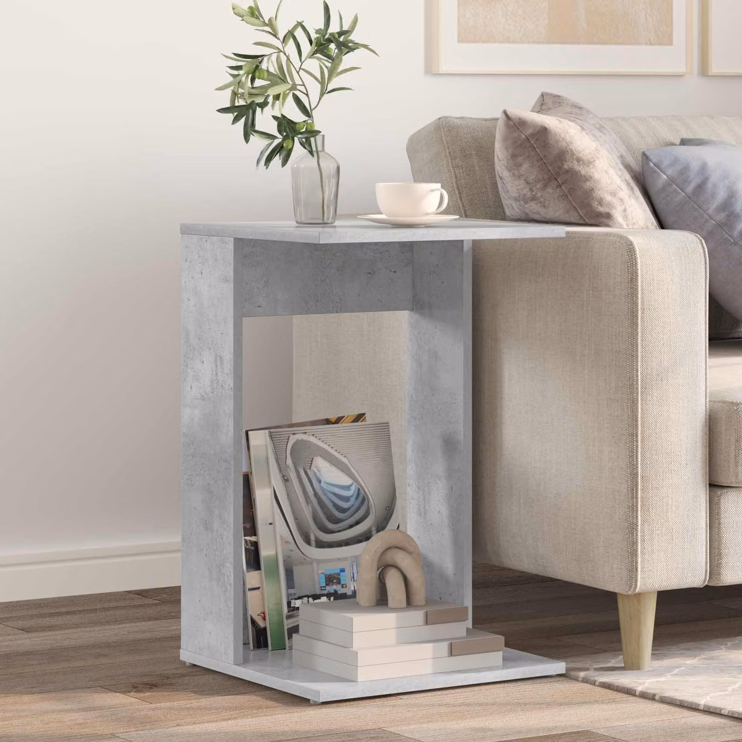 vidaXL Tavolo laterale moderno in grigio con finitura opaca L: 40 cm, P: 38 cm, H: 62,5 cm