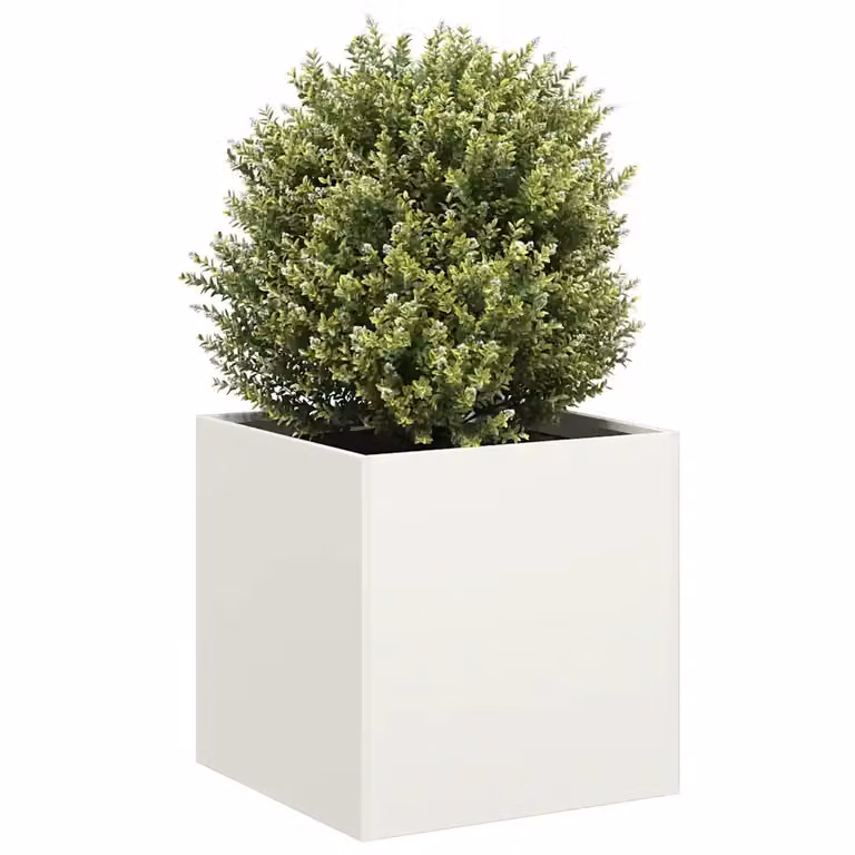 Fioriera bianca vidaXL in acciaio per giardino ornamentale o erbe aromatiche L/P/H: 40 x 40 x 40 cm