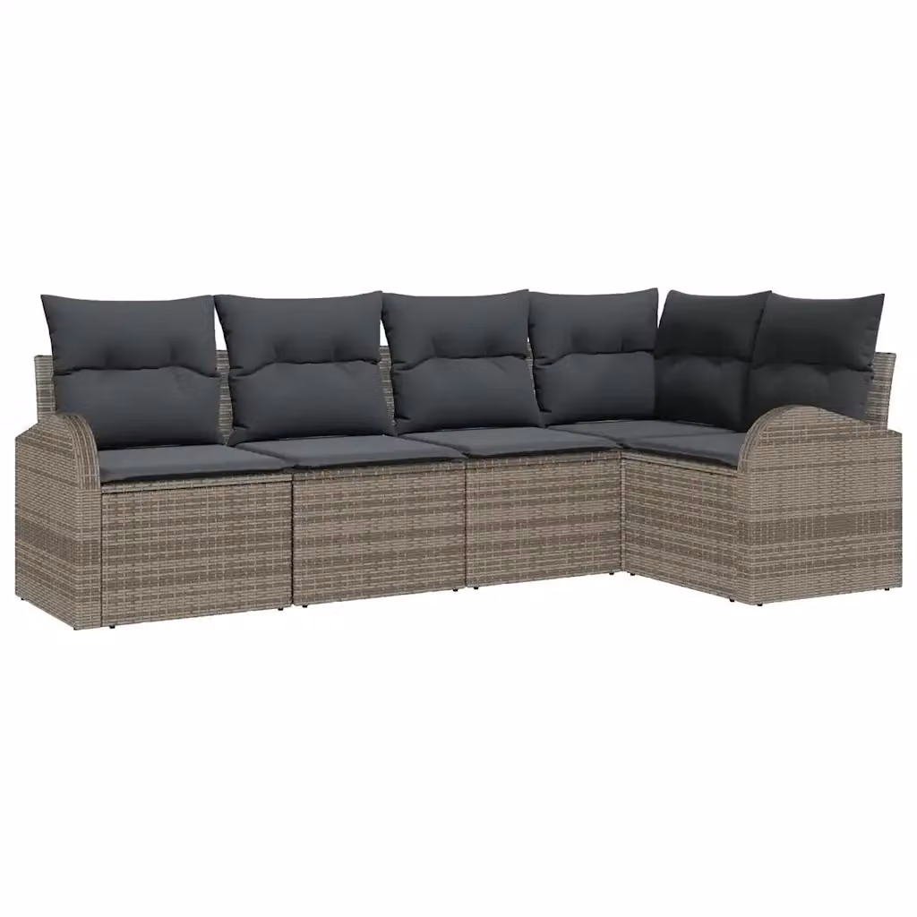 Set Divano da Giardino a L vidaXL in Polyrattan Grigio con Cuscini e Struttura in Acciaio Verniciato a Polvere – 2